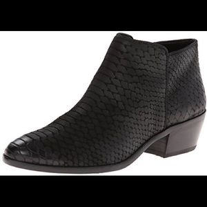 Sam Edelman “Petty” Black Leather Snakeskin Bootie